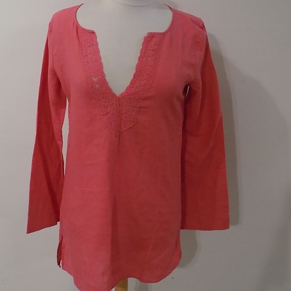 J. Crew Tops - J. CREW Coral Tunic w/ Crochet Trim, Medium - NEW